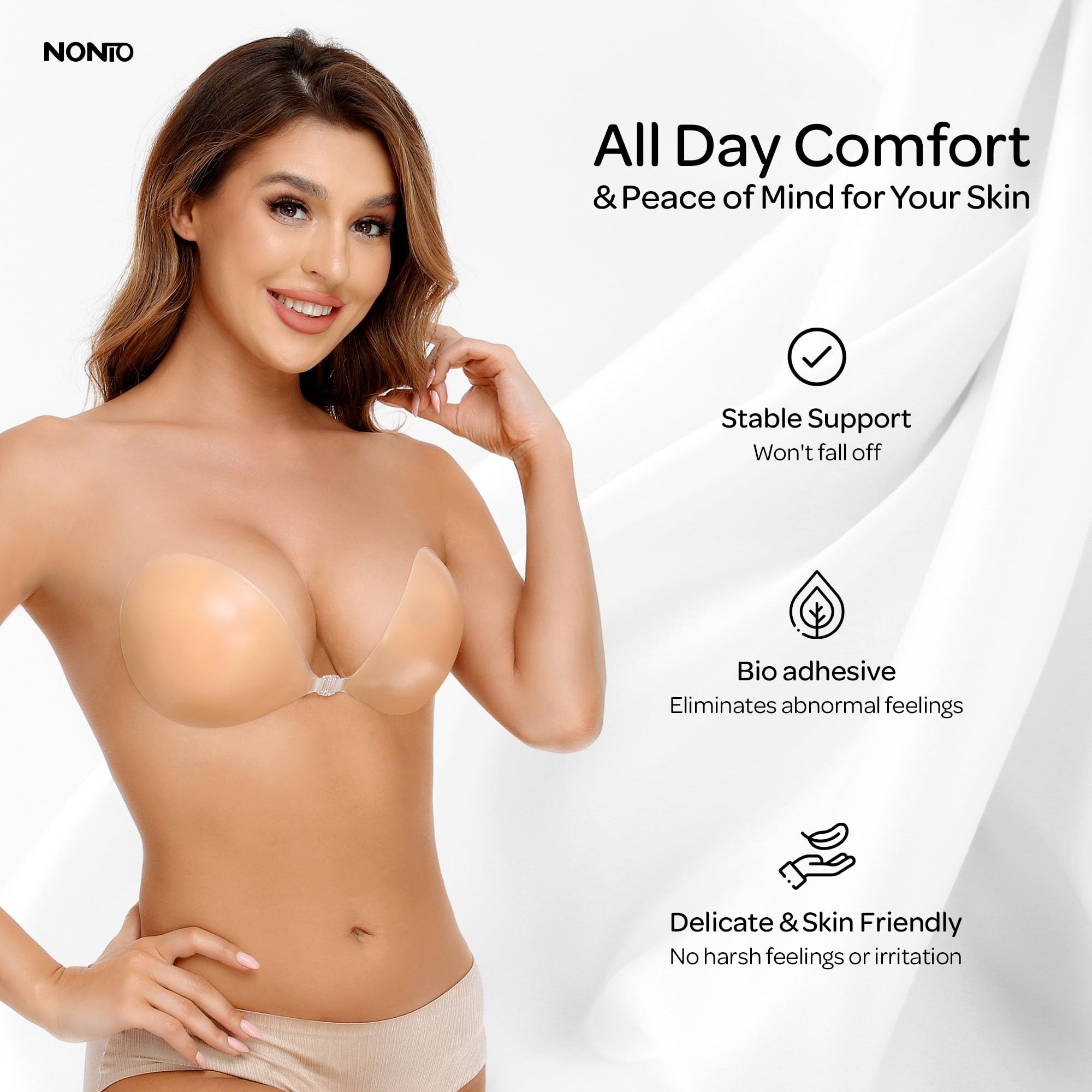 Strapless Bra Backless - Adhesive Bra Strapless Sticky Invisible Push