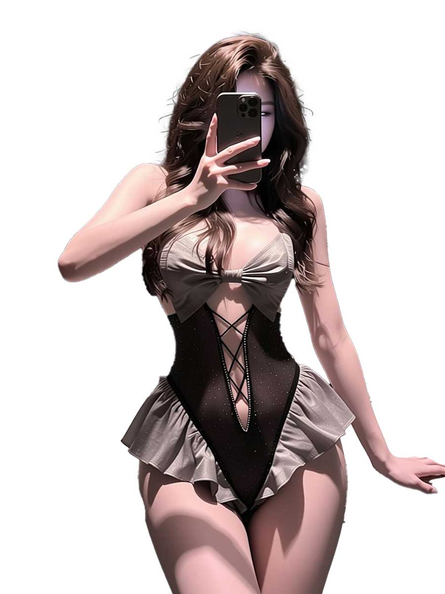 jimiko For Black Gray Ruffle M - огляд і ціна Lace Teddy Lingerie