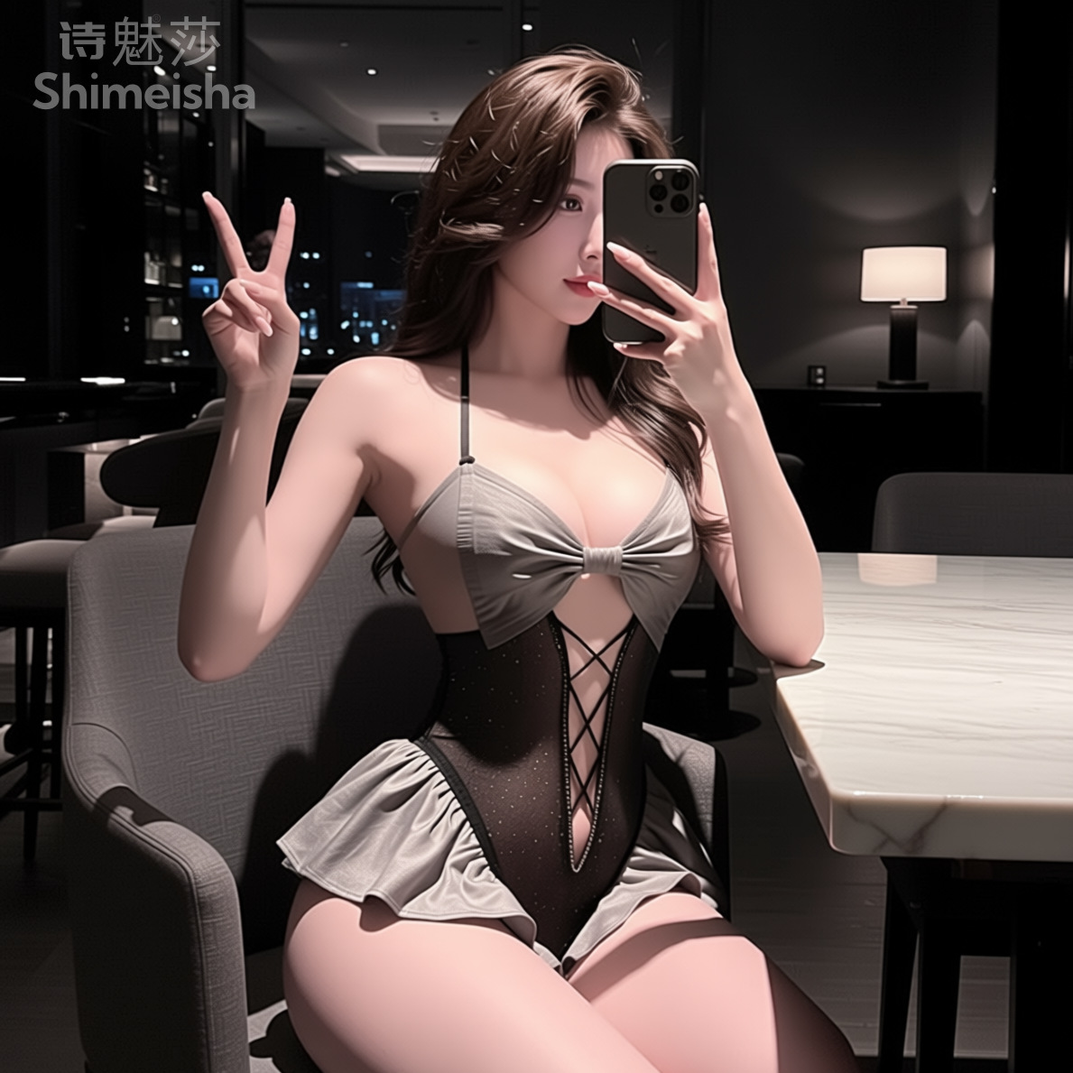 jimiko For Black Gray Ruffle M - огляд і ціна Lace Teddy Lingerie