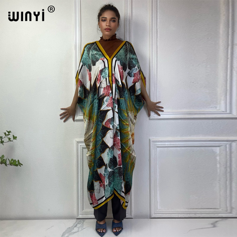 WINYI Summer african V-neck dr - огляд і ціна Robe Silk Women