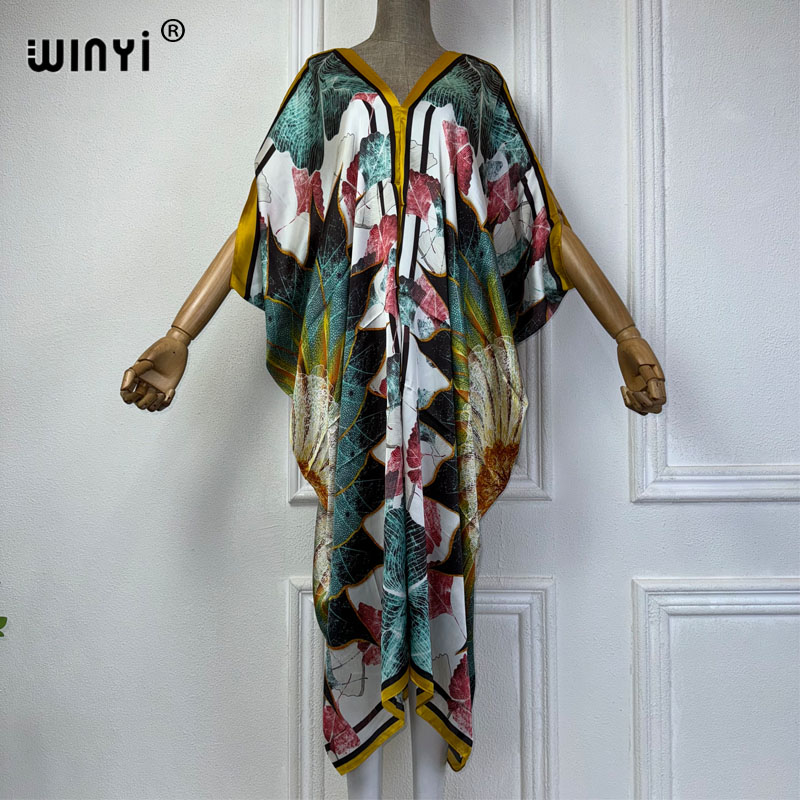 WINYI Summer african V-neck dr - огляд і ціна Robe Silk Women