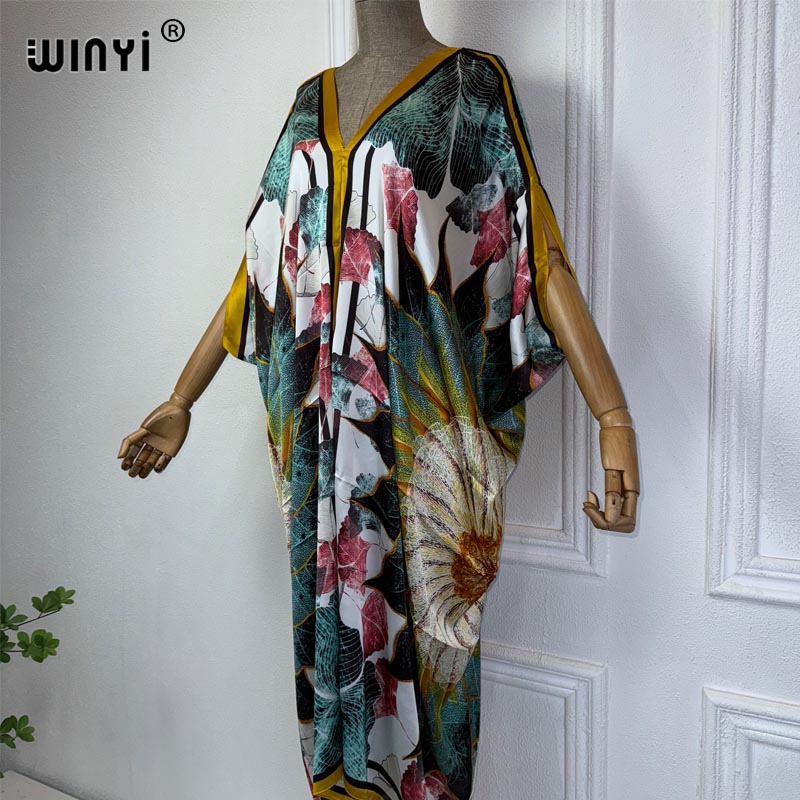 WINYI Summer african V-neck dr - огляд і ціна Robe Silk Women