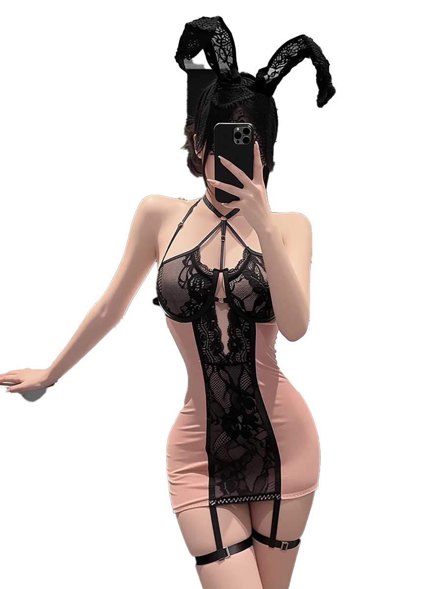 jimiko For Women's Pink Black  - огляд і ціна Lace Teddy Lingerie