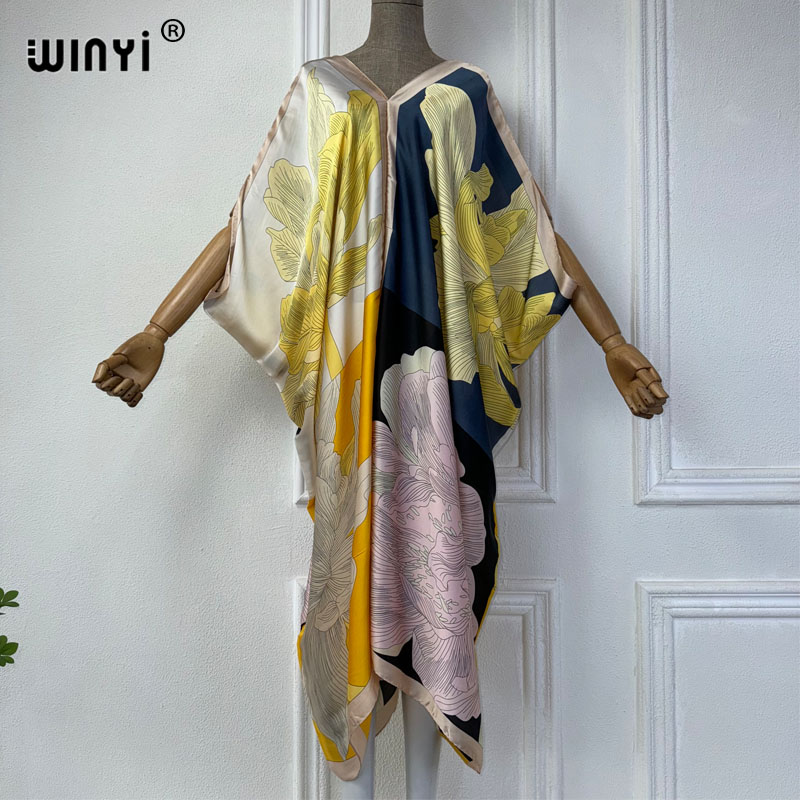 WINYI Summer african V-neck dr - огляд і ціна Robe Silk Women