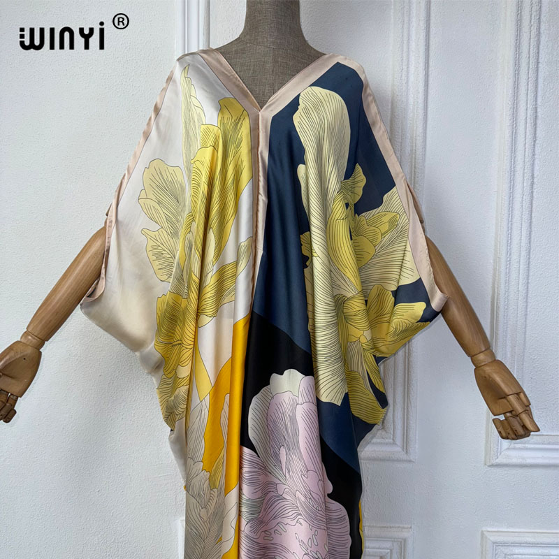 WINYI Summer african V-neck dr - огляд і ціна Robe Silk Women