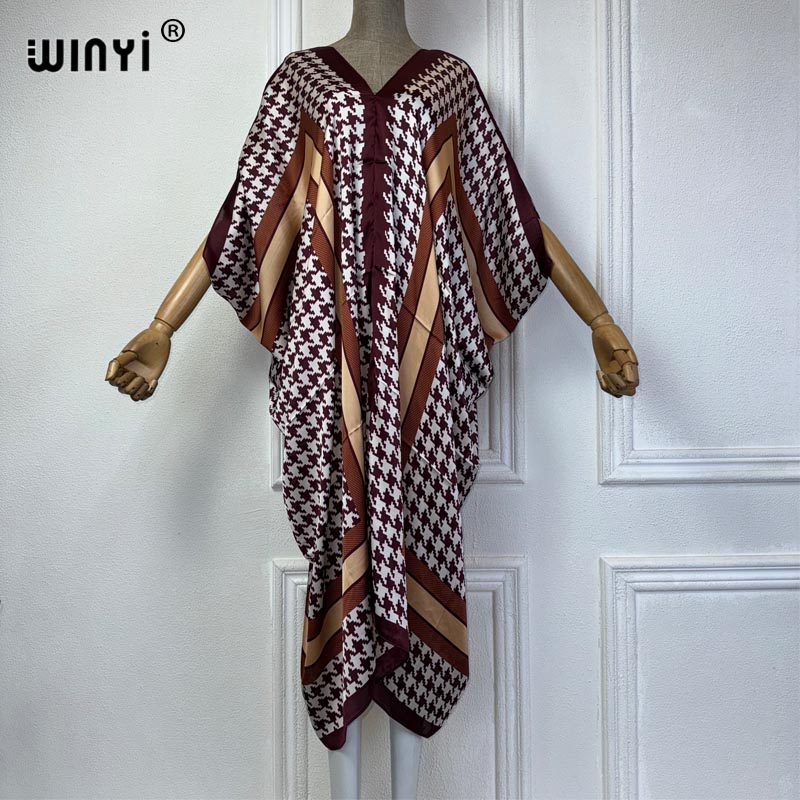 WINYI Summer african V-neck dr - огляд і ціна Robe Silk Women