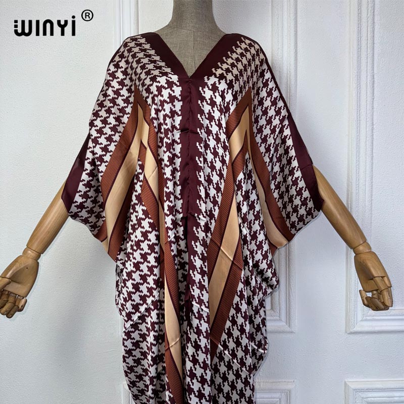 WINYI Summer african V-neck dr - огляд і ціна Robe Silk Women