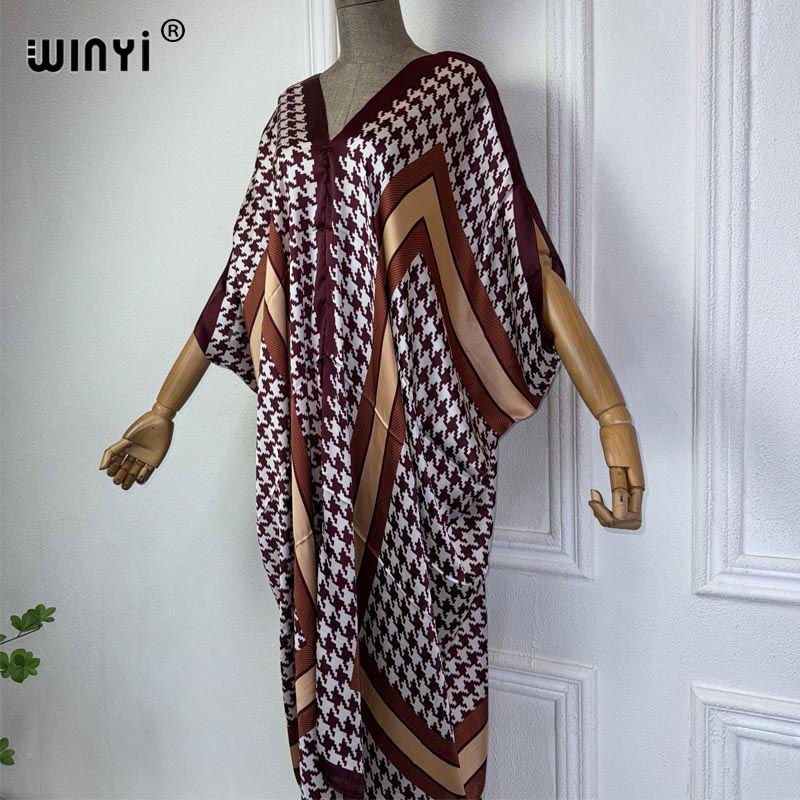 WINYI Summer african V-neck dr - огляд і ціна Robe Silk Women